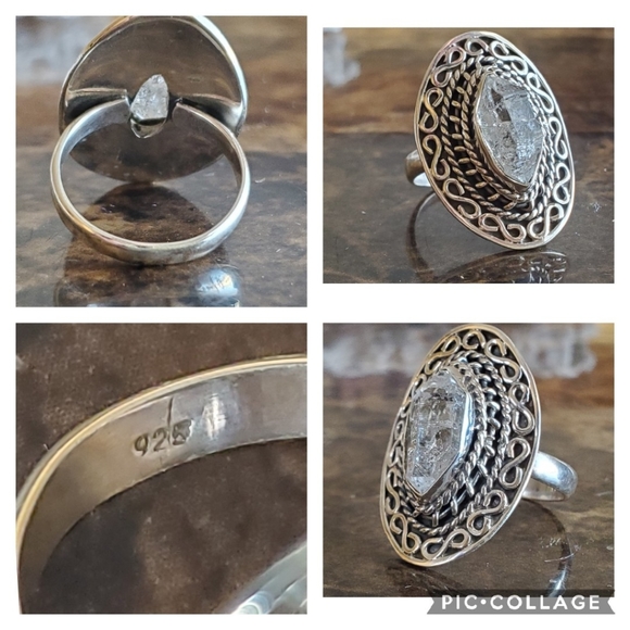 Genuine 5ct Herkimer Diamond Ring 6.5 - Picture 6 of 7